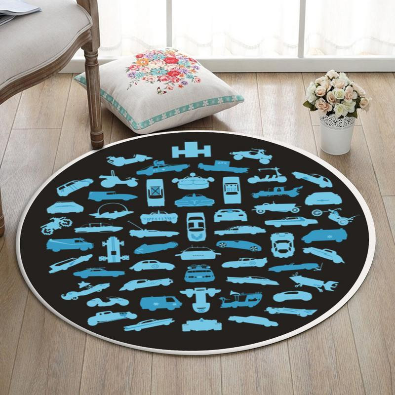 Doh Living Room Round Mat Circle Rug Car Legends General Lee The A Team The Dukes Of Hazzard General Lee Kitt Knight Rider Batman Batmobile Ghostbuster Bttf Back To The Future Dmc Delorean S (24in)