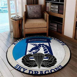 United States Army Xviii (18th) Airborne Corps Patch Sky Dragons Living Room Round Mat Circle Rug S (24in)