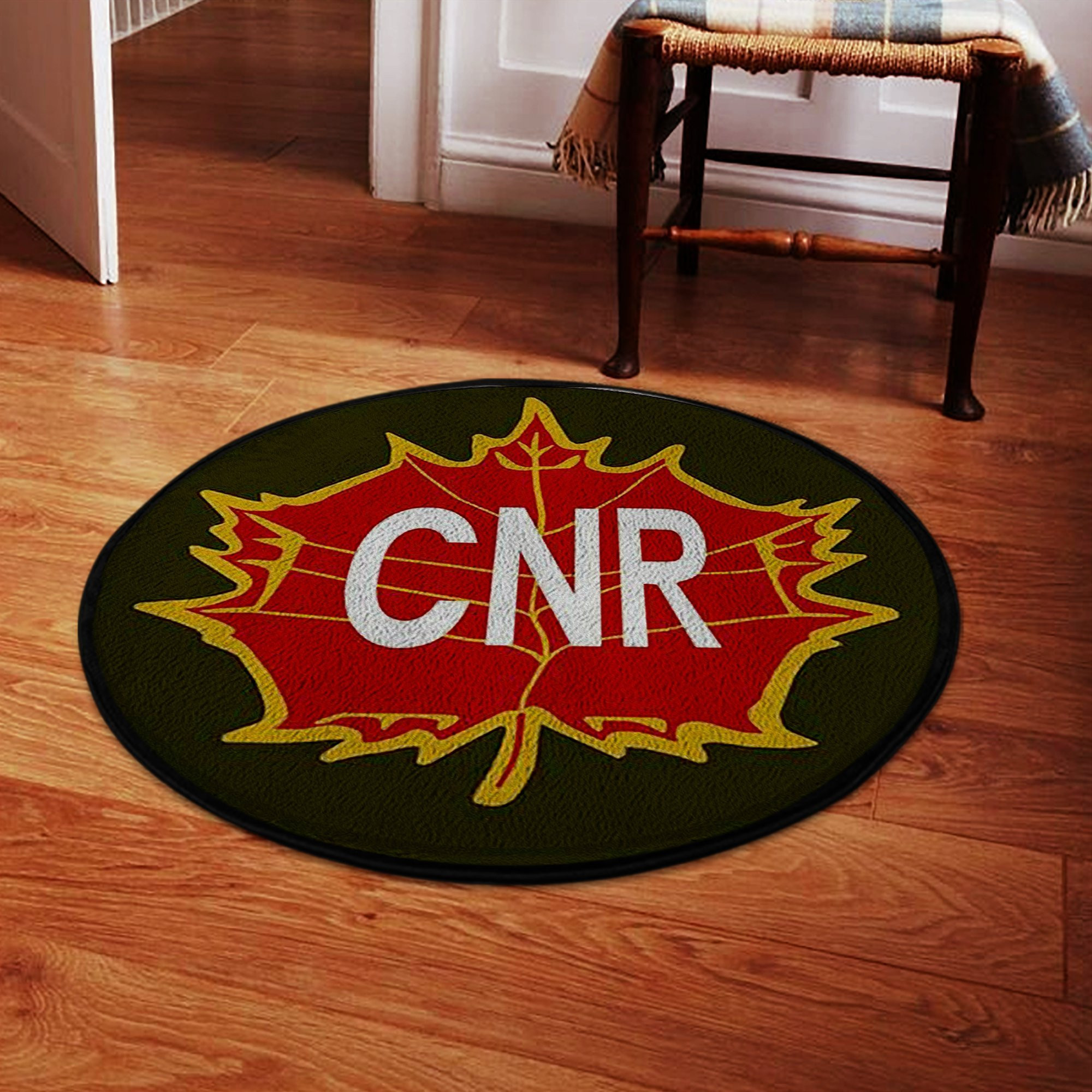 Vintage Style Round Floor Mat Room Rugs Carpet Canadian National Railway Railroad Round Mat Round Floor Mat Room Rugs Carpet Outdoor Rug Washable Rugs S (24In)