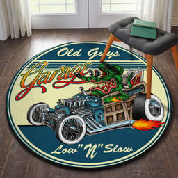 Old Guys Garage Low And Slow Round Mat Round Floor Mat Room Rugs Carpet Outdoor Rug Washable Rugs S (24In)