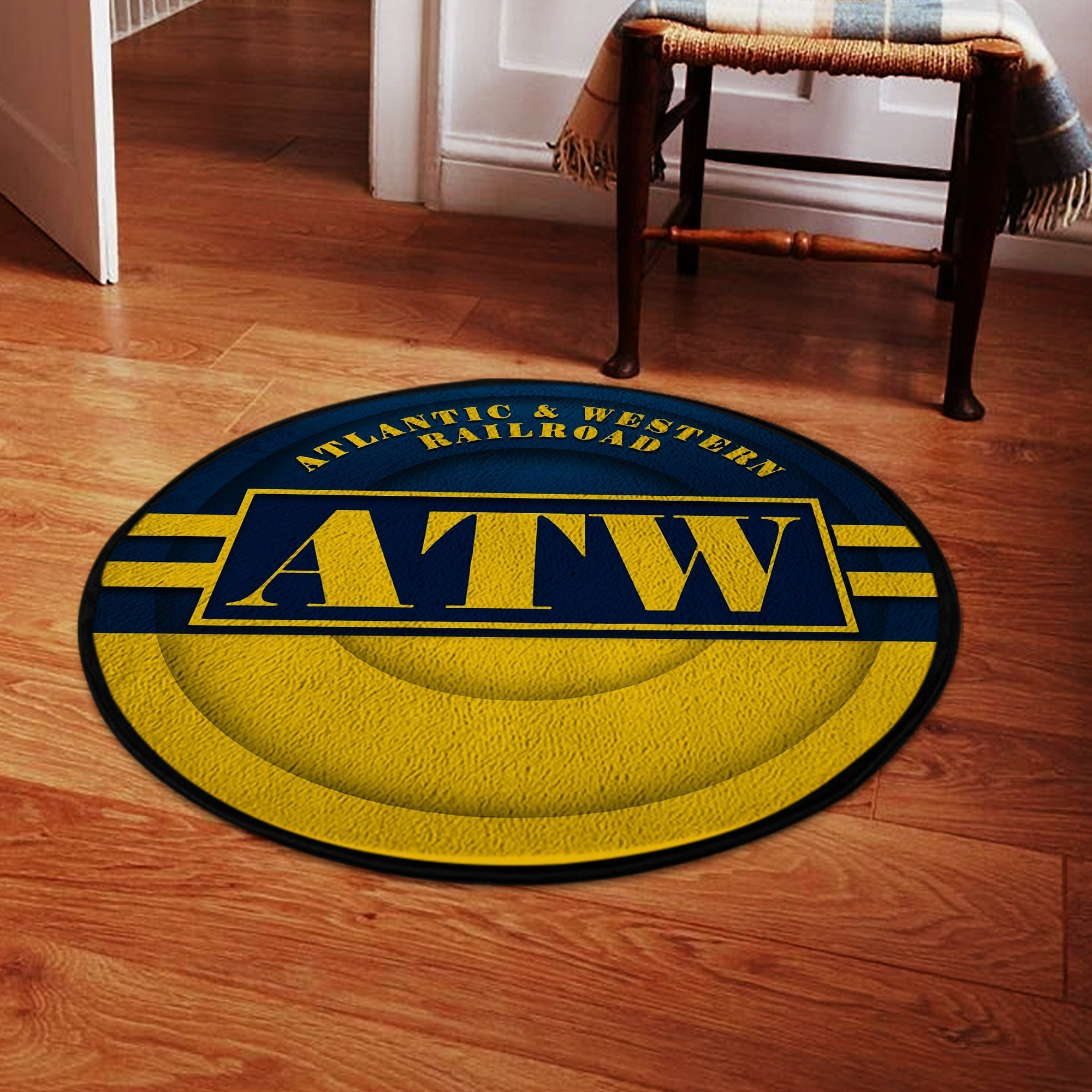 Awrr Round Mat Atlantic & Western Railroad Round Floor Mat Room Rugs Carpet Outdoor Rug Washable Rugs S (24In)