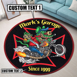 Personalized Hot Rod Motorcycle Chopper Round Mat Round Floor Mat Room Rugs Carpet Outdoor Rug Washable Rugs S (24In)