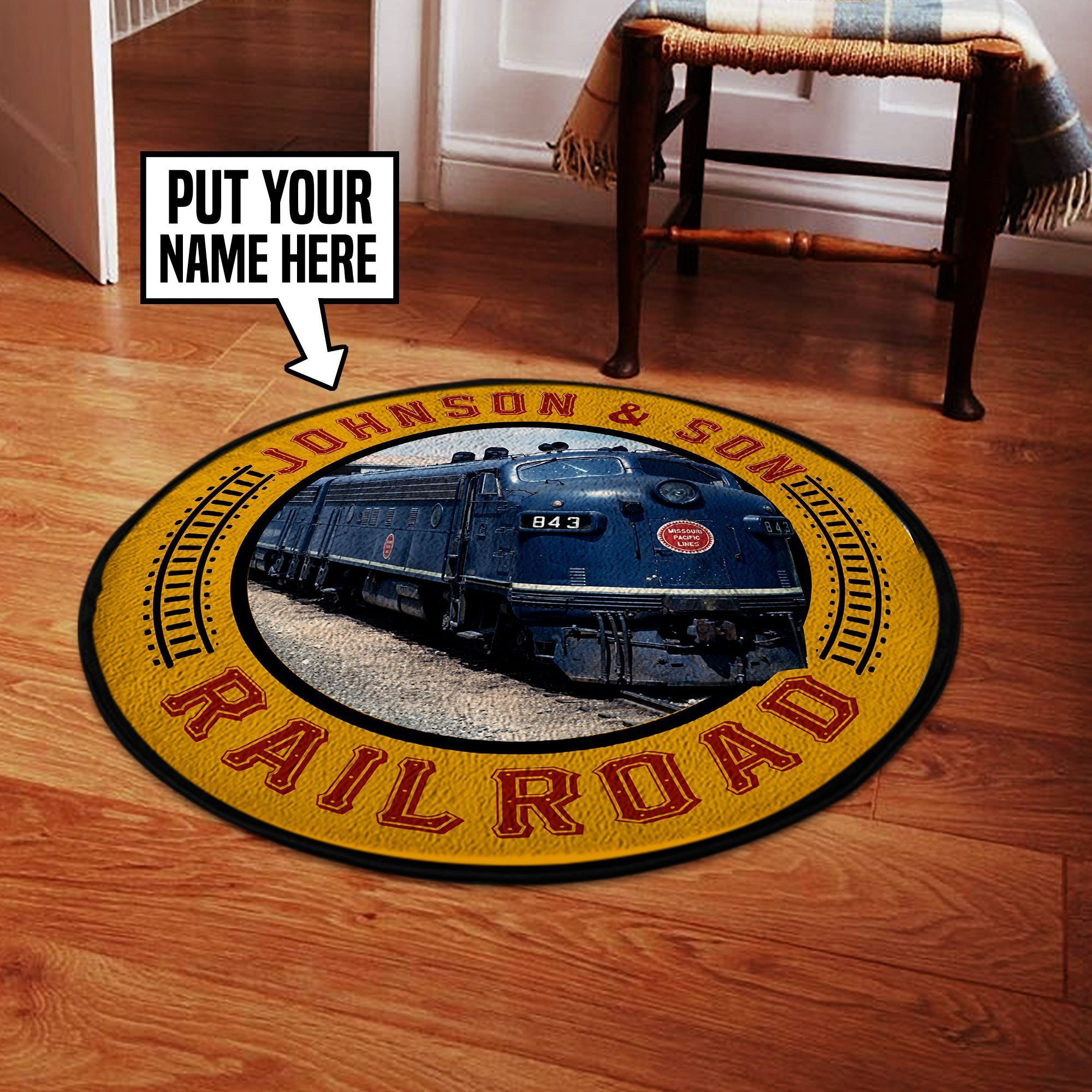 Personalized Missouri Pacific Railroad Round Mat Round Floor Mat Room Rugs Carpet Outdoor Rug Washable Rugs S (24In)