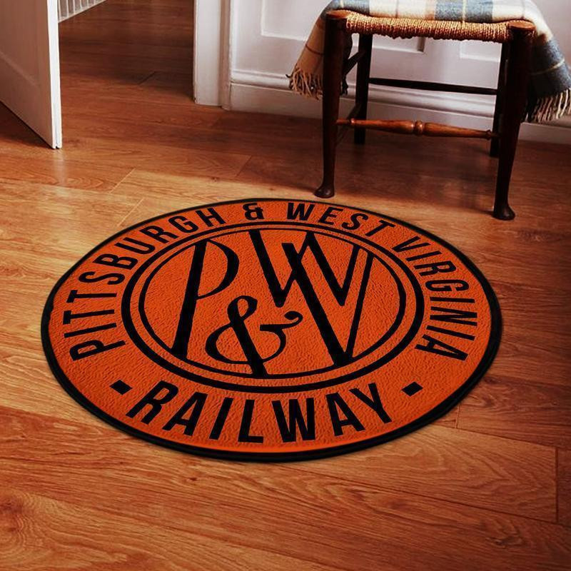 Pittsburgh Round Mat Pittsburgh & West Virginia Railway Round Floor Mat Room Rugs Carpet Outdoor Rug Washable Rugs S (24In)