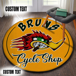 Personalized Garage Hot Rod Motorcycle Round Mat Round Floor Mat Room Rugs Carpet Outdoor Rug Washable Rugs S (24In)