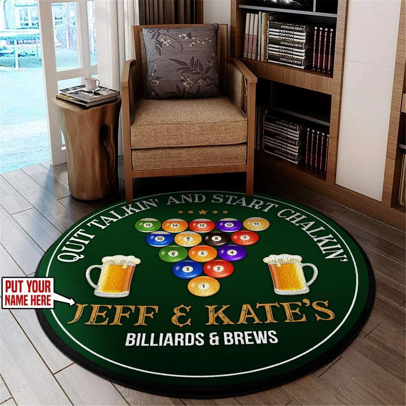 Personalized Billiards And Brews Round Mat Round Floor Mat Room Rugs Carpet Outdoor Rug Washable Rugs S (24In)