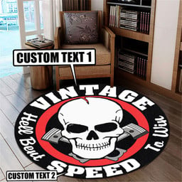 Personalized Vintage Speed Garage Decor, Home Bar Decor Hell Bent To Win Garage Decor, Home Bar Decor Hot Rod Round Mat S (24in)