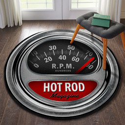 Retro Hot Rod Tach Round Mat Round Floor Mat Room Rugs Carpet Outdoor Rug Washable Rugs S (24In)