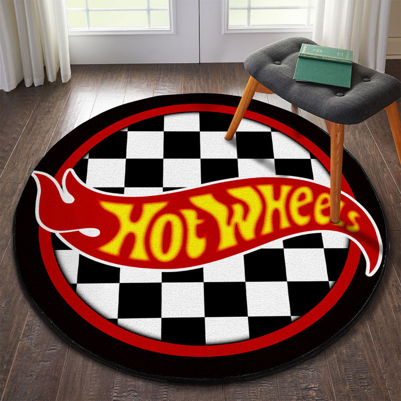 Hot Wheels Hot Rod Round Mat Round Floor Mat Room Rugs Carpet Outdoor Rug Washable Rugs S (24In)