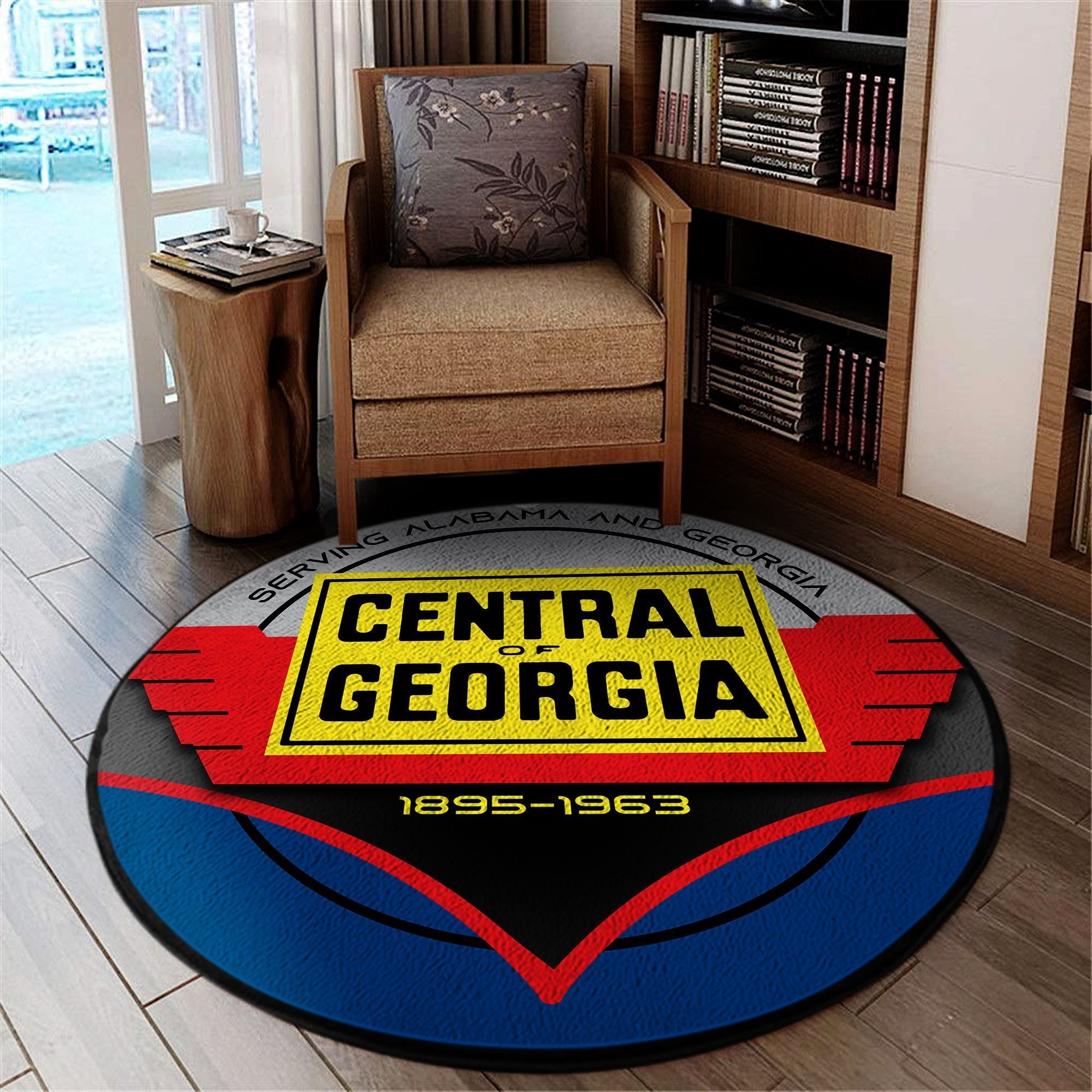 Central Of Georgia Railroad Railway Round Mat Round Floor Mat Room Rugs Carpet Outdoor Rug Washable Rugs S (24In)