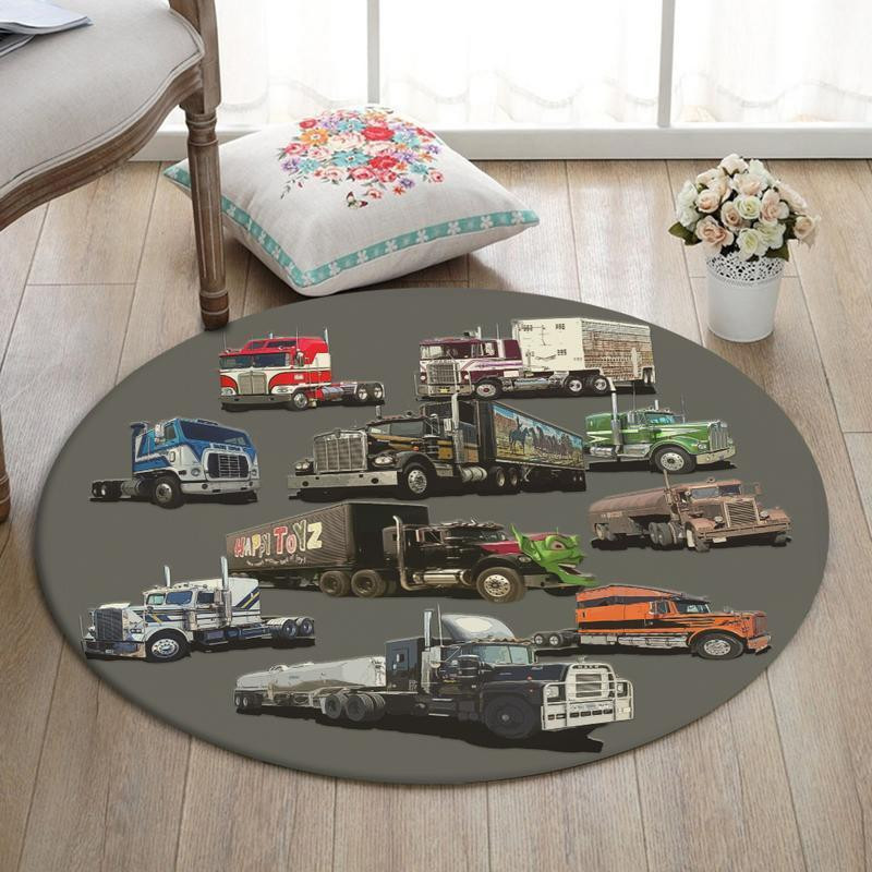 Convoy Round Mat Convoy Bj And The Bear Movin On Smokey And The Bandit Duel Big Trouble In Little China Over The Top White Line Fever Round Floor Mat Room Rugs Carpet Outdoor Rug Washable Rugs S (24In)