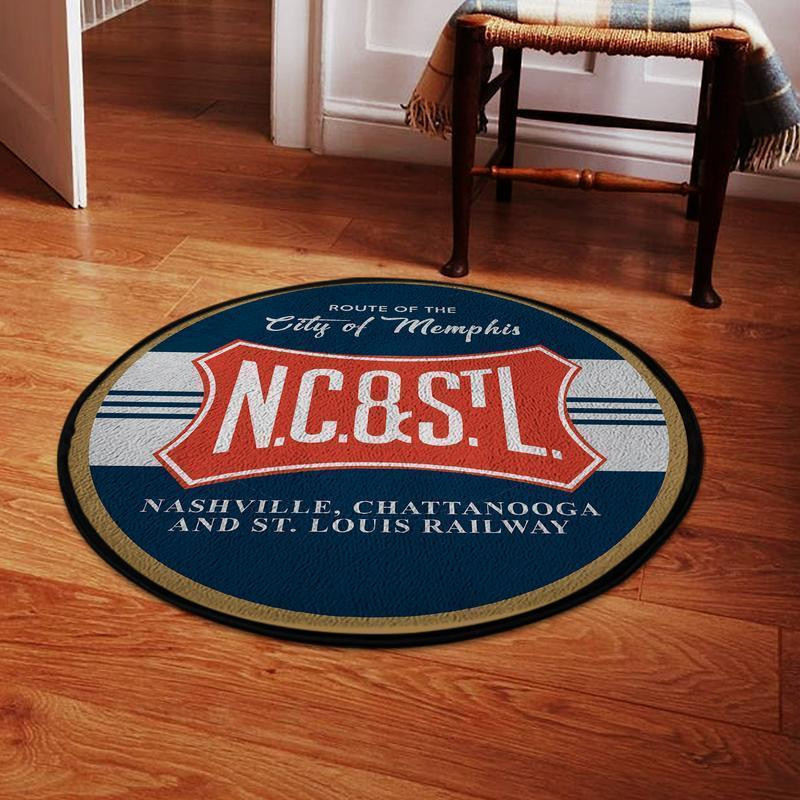 Nashville Round Mat Nashville Chattanooga & St. Louis Railroad Round Floor Mat Room Rugs Carpet Outdoor Rug Washable Rugs S (24In)
