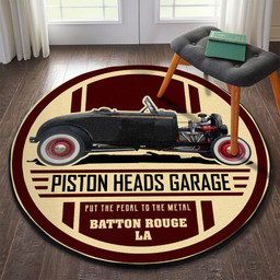 Piston Heads Garage Hot Rod Round Mat Round Floor Mat Room Rugs Carpet Outdoor Rug Washable Rugs S (24In)