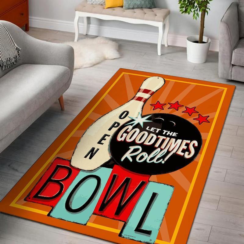 Bowling Let The Goodtimes Rool Round Mat Round Floor Mat Room Rugs Carpet Outdoor Rug Washable Rugs S (24In)