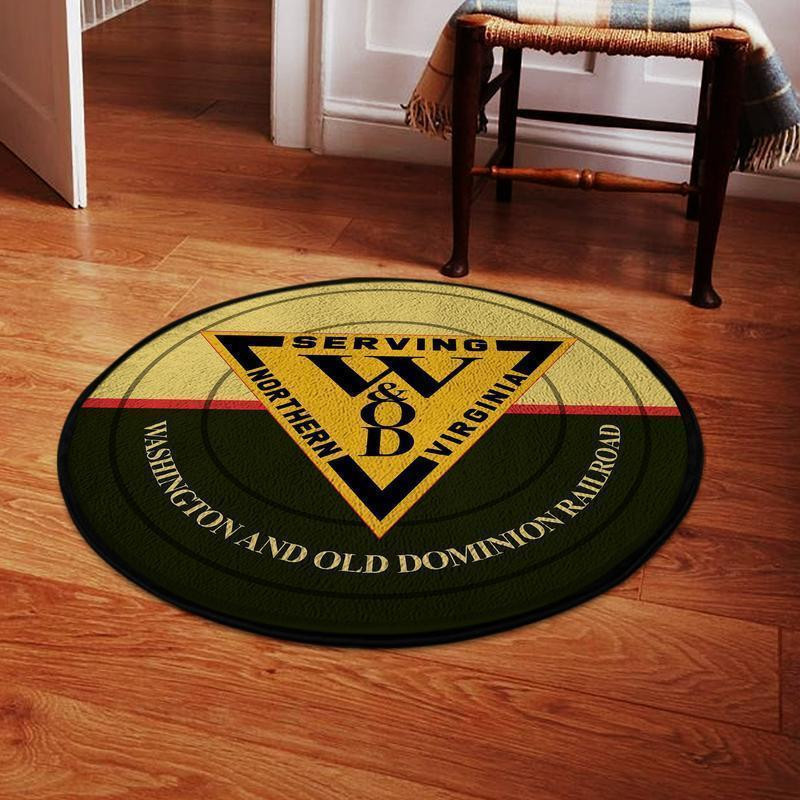 Wnod Round Mat Washington & Old Dominion Railway Round Floor Mat Room Rugs Carpet Outdoor Rug Washable Rugs S (24In)
