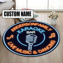 Personalized Karaoke Bar Living Room Round Mat Circle Rug L (40in)