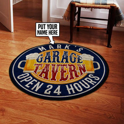 Personalized Garage Tavern Round Mat Round Floor Mat Room Rugs Carpet Outdoor Rug Washable Rugs L (40In)