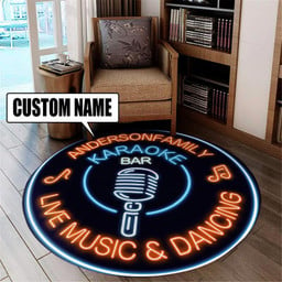 Personalized Karaoke Bar Living Room Round Mat Circle Rug M (32in)