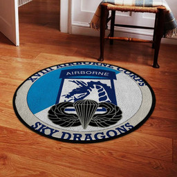 United States Army Xviii (18th) Airborne Corps Patch Sky Dragons Living Room Round Mat Circle Rug M (32in)
