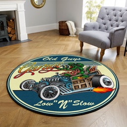 Old Guys Garage Low And Slow Round Mat Round Floor Mat Room Rugs Carpet Outdoor Rug Washable Rugs M (32In)