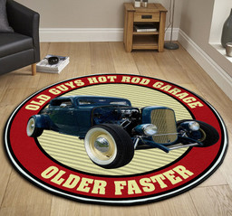 Old Guys Garage Hot Rod Round Mat Round Floor Mat Room Rugs Carpet Outdoor Rug Washable Rugs L (40In)