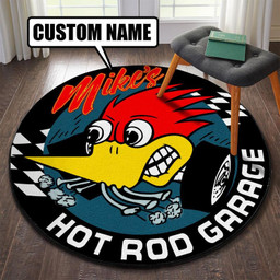 Personalized Woodpecker Hot Rod Round Mat Round Floor Mat Room Rugs Carpet Outdoor Rug Washable Rugs L (40In)
