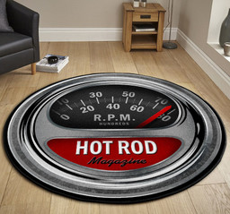 Retro Hot Rod Tach Round Mat L (40in)