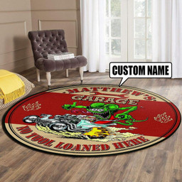 Personalized Hot Rod Garage Living Room Round Mat Circle Rug M (32in)