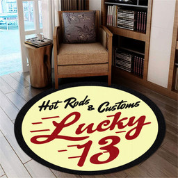 Lucky 13 Hot Rod Round Mat Round Floor Mat Room Rugs Carpet Outdoor Rug Washable Rugs M (32In)