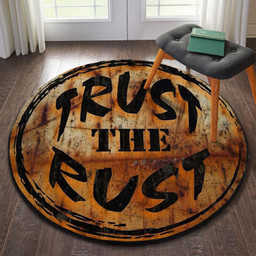 Trust The Rust Hot Rod Round Mat Round Floor Mat Room Rugs Carpet Outdoor Rug Washable Rugs L (40In)