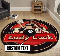 Personalized Lady Luck Garage Decor, Home Bar Decor Hot Rod Round Mat L (40in)