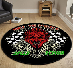 Hell On Wheels Speed Demon Hot Rod Round Mat Round Floor Mat Room Rugs Carpet Outdoor Rug Washable Rugs L (40In)