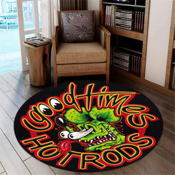 Good Times Hot Rod Round Mat Round Floor Mat Room Rugs Carpet Outdoor Rug Washable Rugs L (40In)