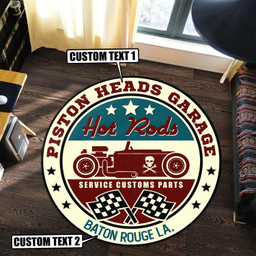 Personalized Hot Rod Service Custom Parts Round Mat Round Floor Mat Room Rugs Carpet Outdoor Rug Washable Rugs L (40In)