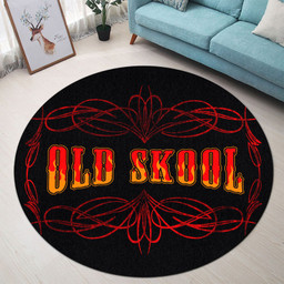 Old Skool Hot Rod Pinstripe Round Mat Round Floor Mat Room Rugs Carpet Outdoor Rug Washable Rugs M (32In)