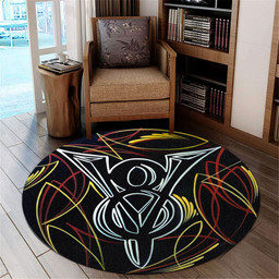 V8 Pinstripe Hot Rod Vintage Round Mat Round Floor Mat Room Rugs Carpet Outdoor Rug Washable Rugs M (32In)