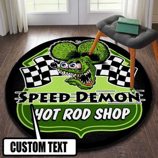 Personalized Hot Rod Garage Round Mat Round Floor Mat Room Rugs Carpet Outdoor Rug Washable Rugs Xl (48In)