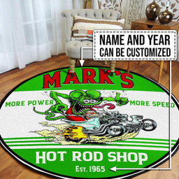 Personalized Rat Fink Hot Rod Shop Round Mat 08237 Living Room Rugs, Bedroom Rugs, Kitchen Rugs M (32In)