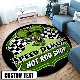 Personalized Hot Rod Garage Round Mat M (32in)