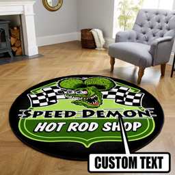 Personalized Hot Rod Garage Round Mat L (40in)
