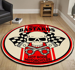 Mean Old Bastards Hot Rods Motorcycles Round Mat Round Floor Mat Room Rugs Carpet Outdoor Rug Washable Rugs L (40In)