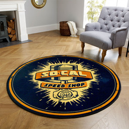 So Cal Speed Shop Hot Rod Round Mat Round Floor Mat Room Rugs Carpet Outdoor Rug Washable Rugs L (40In)