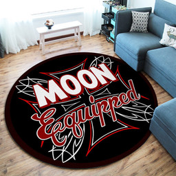 Moon Equipped Hot Rod Round Mat Round Floor Mat Room Rugs Carpet Outdoor Rug Washable Rugs M (32In)