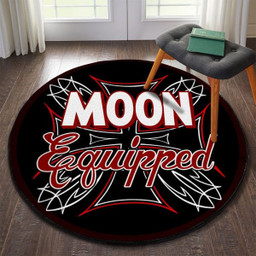 Moon Equipped Hot Rod Round Mat Round Floor Mat Room Rugs Carpet Outdoor Rug Washable Rugs Xl (48In)