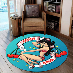 Cherry Bomb Hot Rod Round Mat Round Floor Mat Room Rugs Carpet Outdoor Rug Washable Rugs Xl (48In)