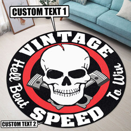 Personalized Vintage Speed Garage Decor, Home Bar Decor Hell Bent To Win Garage Decor, Home Bar Decor Hot Rod Round Mat L (40in)
