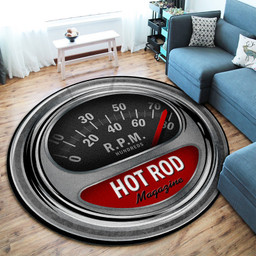 Retro Hot Rod Tach Round Mat Round Floor Mat Room Rugs Carpet Outdoor Rug Washable Rugs M (32In)