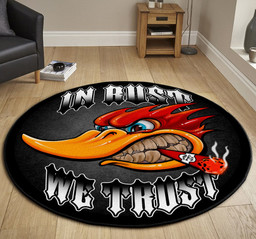 In Rust We Trust Hot Rod Round Mat Round Floor Mat Room Rugs Carpet Outdoor Rug Washable Rugs L (40In)