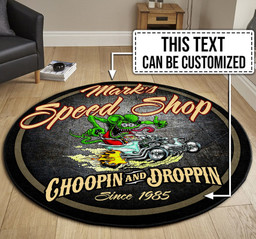 Personalized Hot Rod Round Mat L (40in)