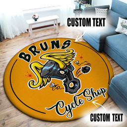 Personalized Hot Rod Garage Decor, Home Bar Decor Cycle Shop Garage Decor, Home Bar Decor Garage Round Mat M (32in)